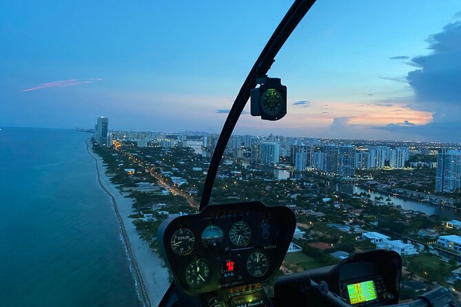 Sunset Helicopter Tour-Miami Iconic Coast and City Views - South along the shoreline: Hollywood Broadway and the move into Sunny Isles